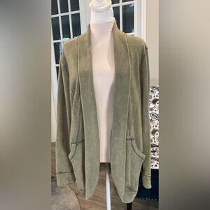 Reel Legends Laurel Green Waffle Knit Open Front Cardigan - Size M